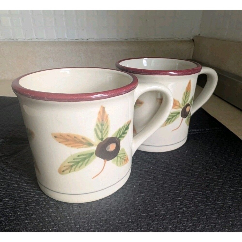 2 Hartstone Pottery Coffee Mugs 12 oz USA made Ohio Buckeye Tree